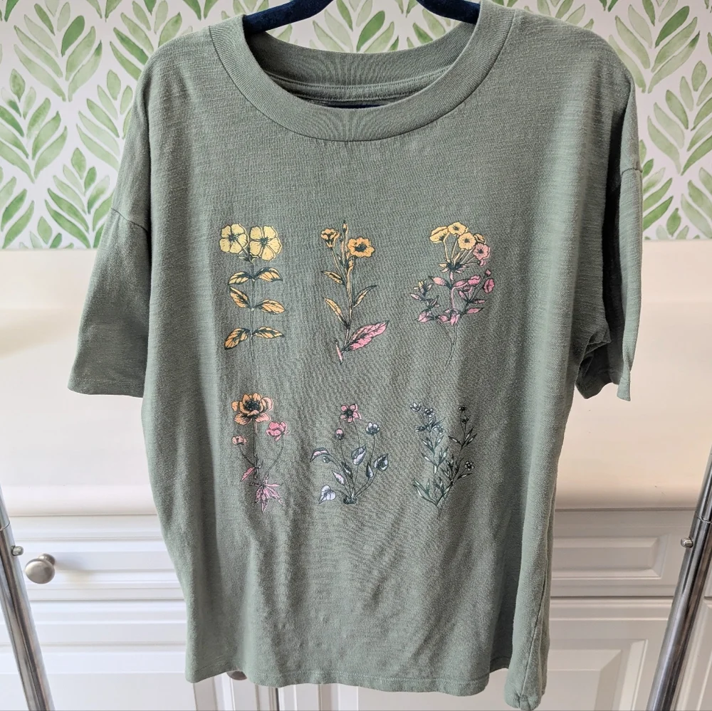Thereabouts Green Floral Tee Girl's 16